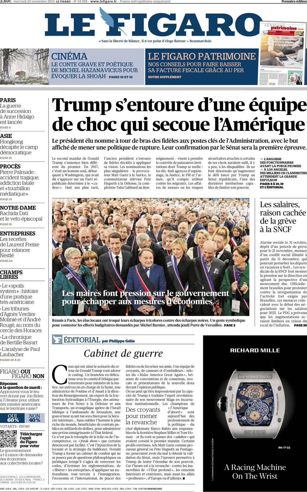 anteprima della prima pagina di Le Figaro