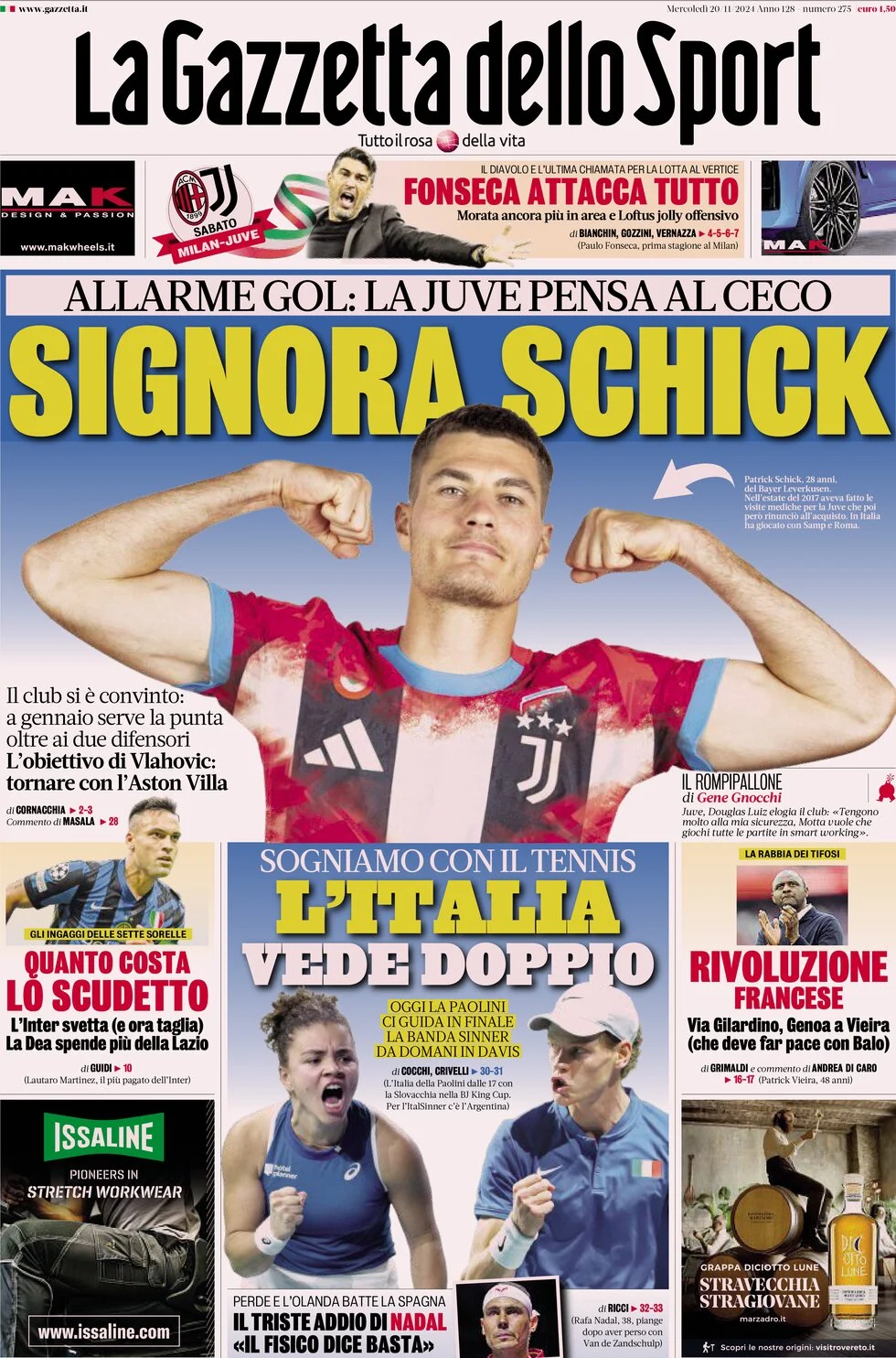 anteprima della prima pagina di La Gazzetta dello Sport