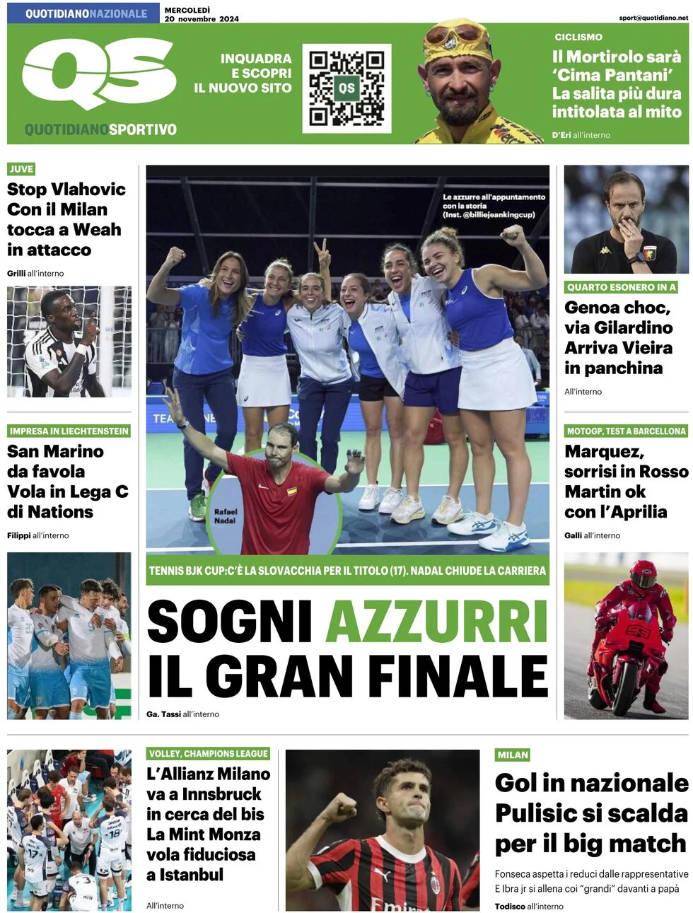 anteprima della prima pagina di QS Quotidiano Sportivo