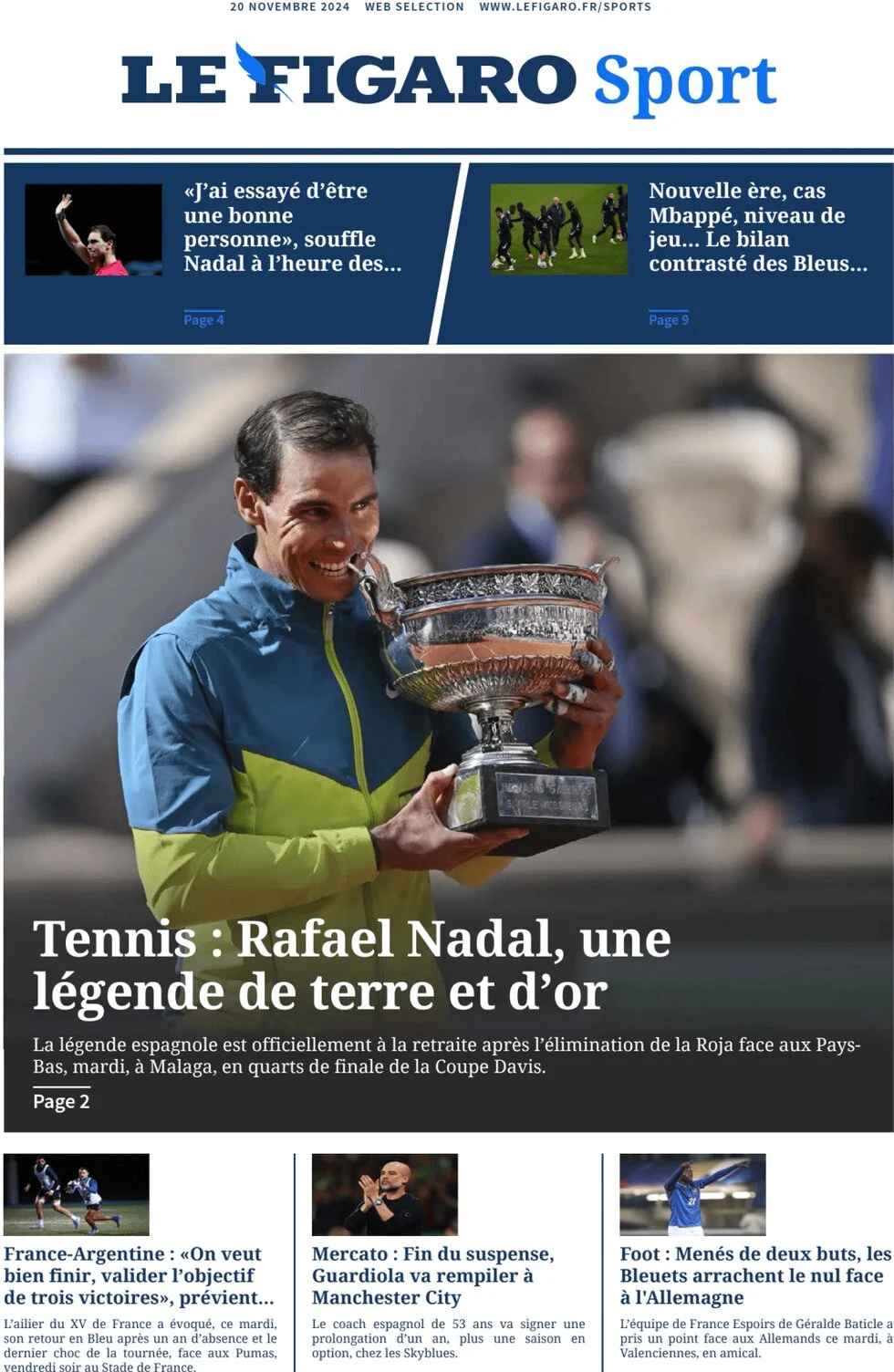 anteprima della prima pagina di Le Figaro SPORT