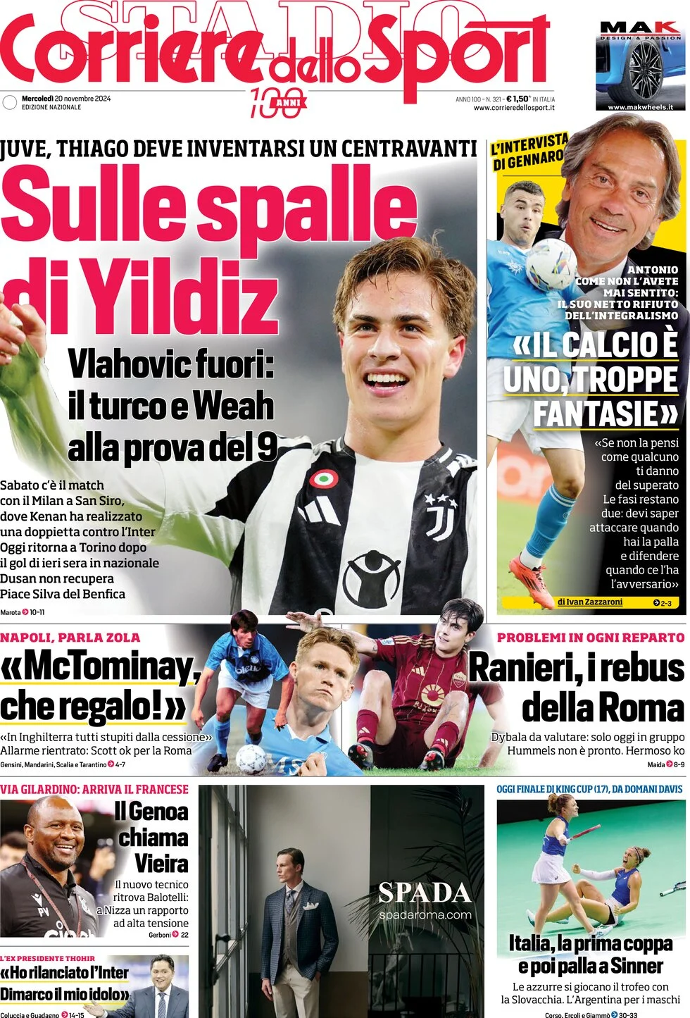 anteprima della prima pagina di Corriere dello Sport