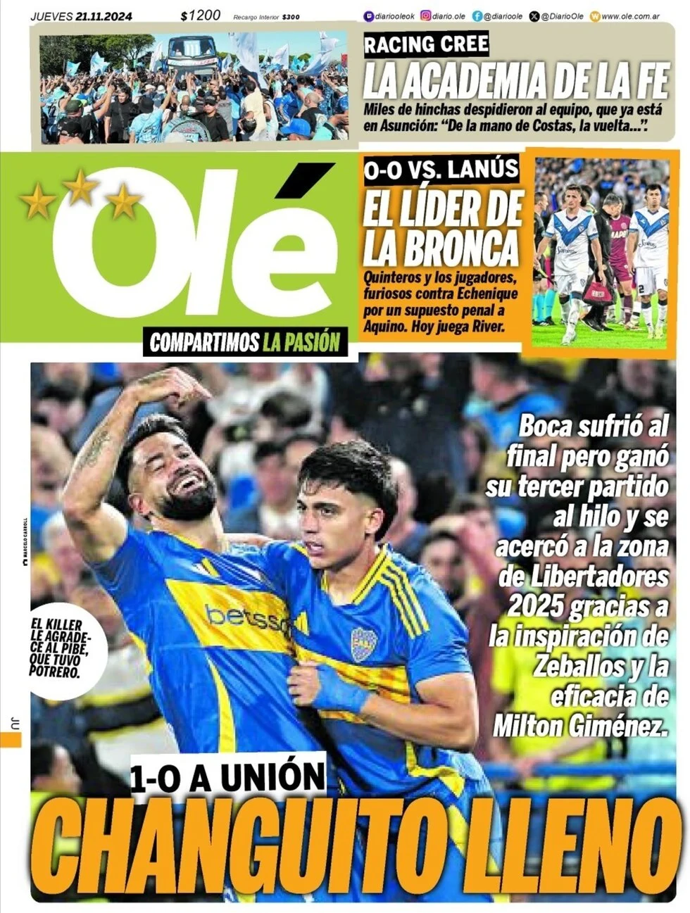 anteprima della prima pagina di Olé