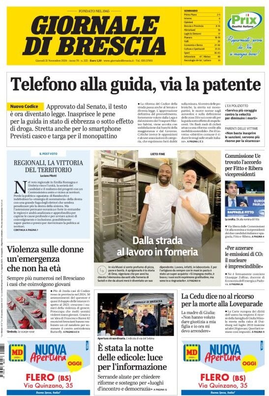 anteprima della prima pagina di Giornale di Brescia