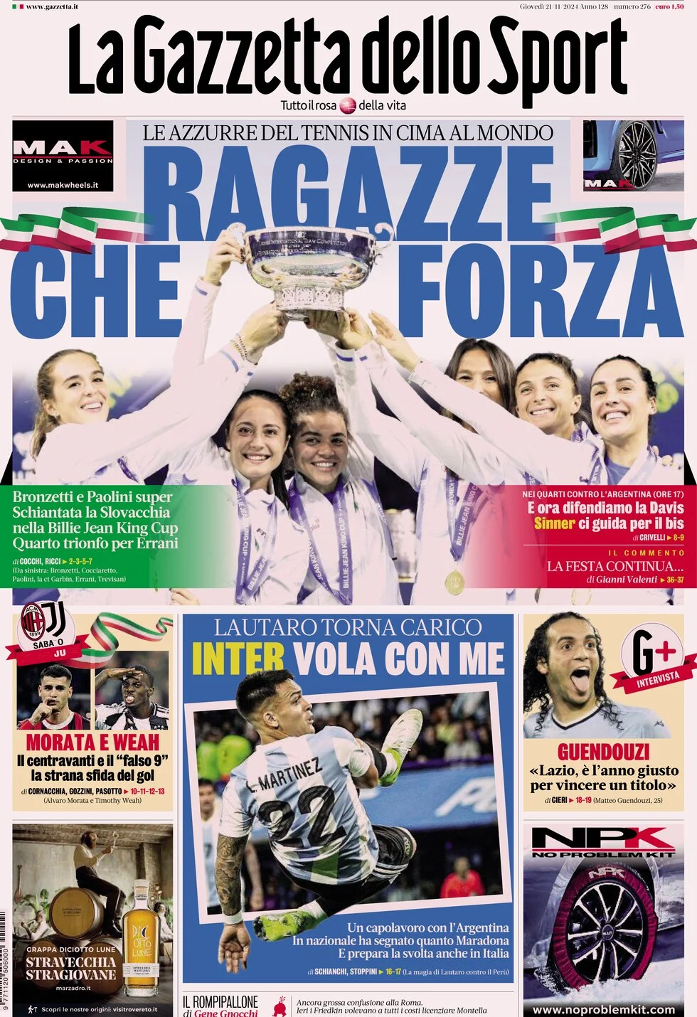 anteprima della prima pagina di La Gazzetta dello Sport