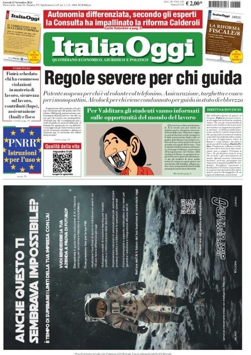 anteprima della prima pagina di ItaliaOggi