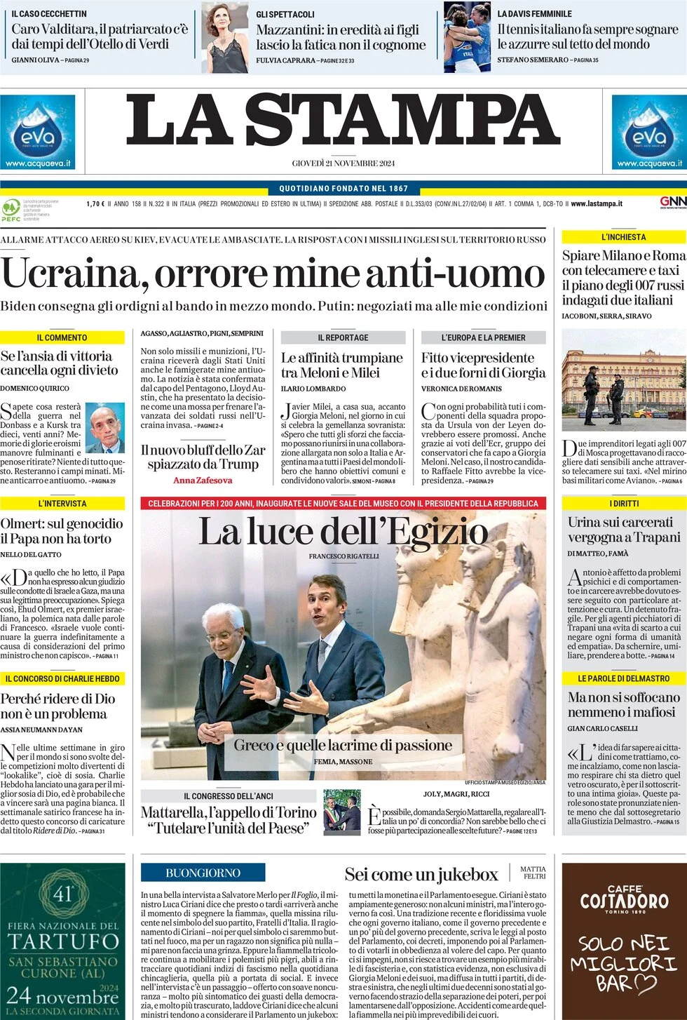 anteprima della prima pagina di La Stampa