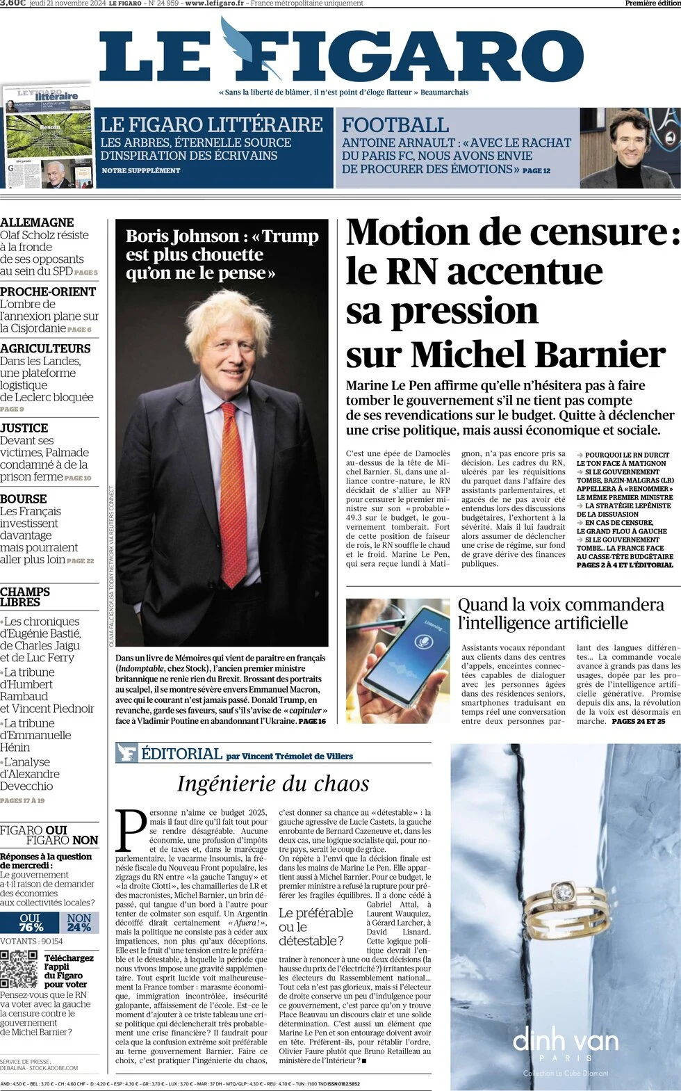 anteprima della prima pagina di Le Figaro