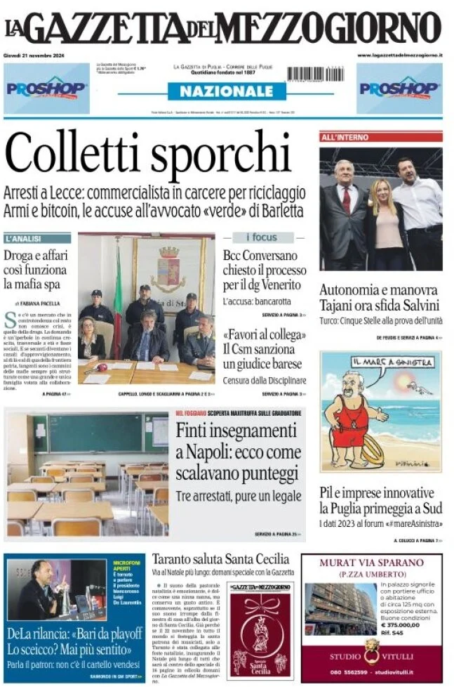 anteprima della prima pagina di La Gazzetta del Mezzogiorno (Bari)