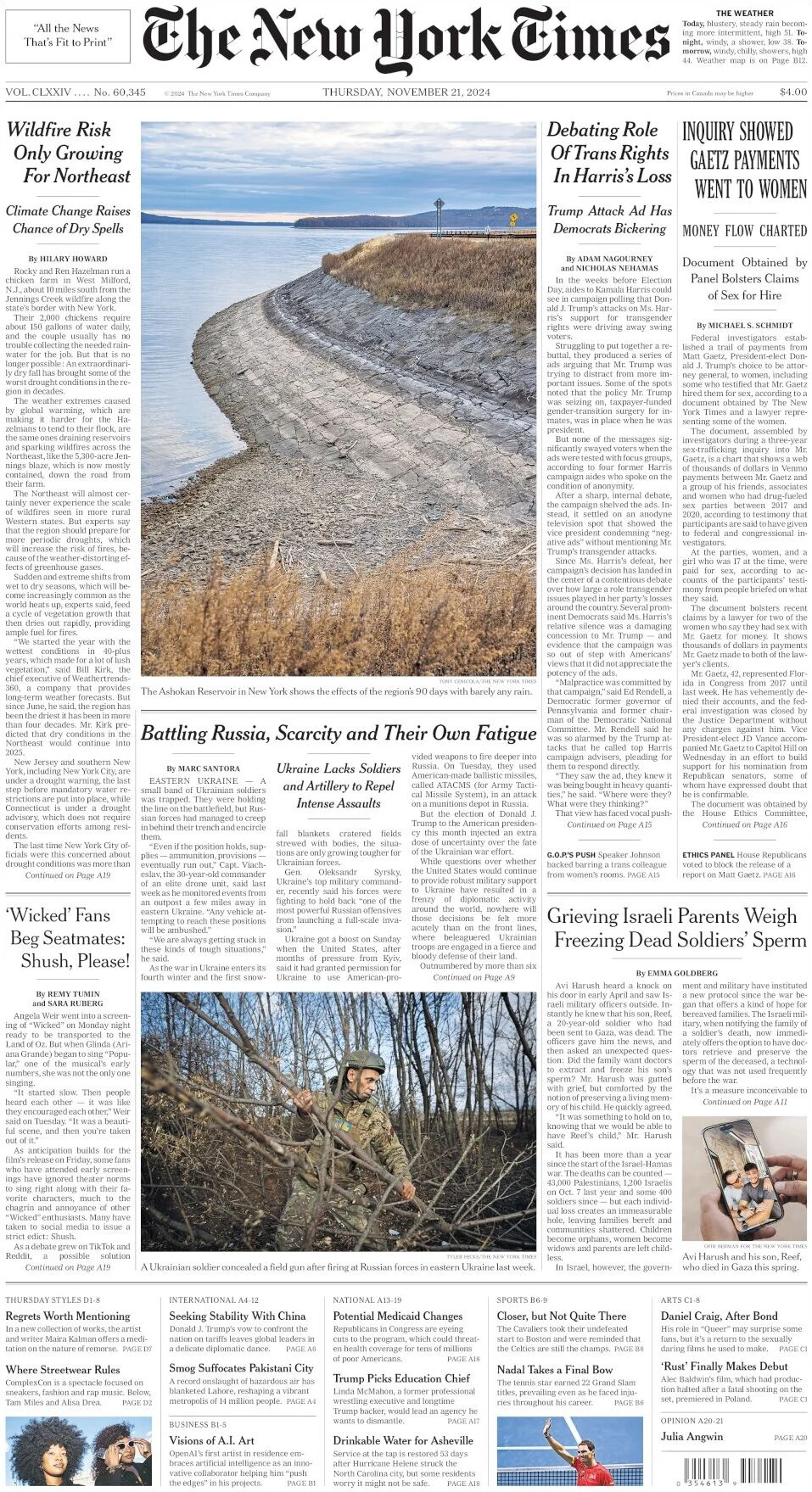 anteprima della prima pagina di The New York Times