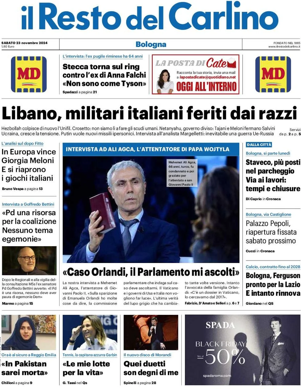 anteprima della prima pagina di il-resto-del-carlino del 23/11/2024