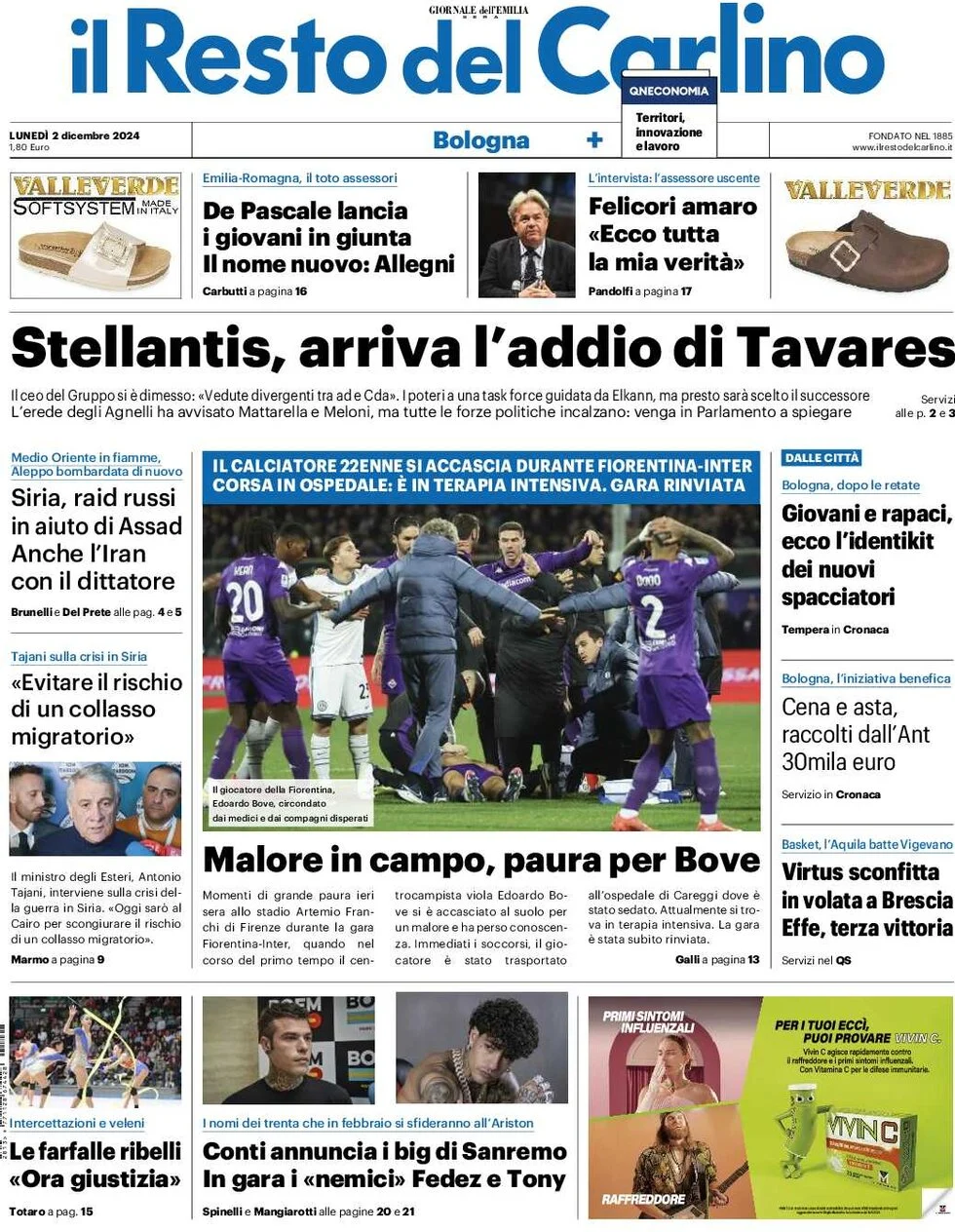 anteprima della prima pagina di il-resto-del-carlino del 02/12/2024