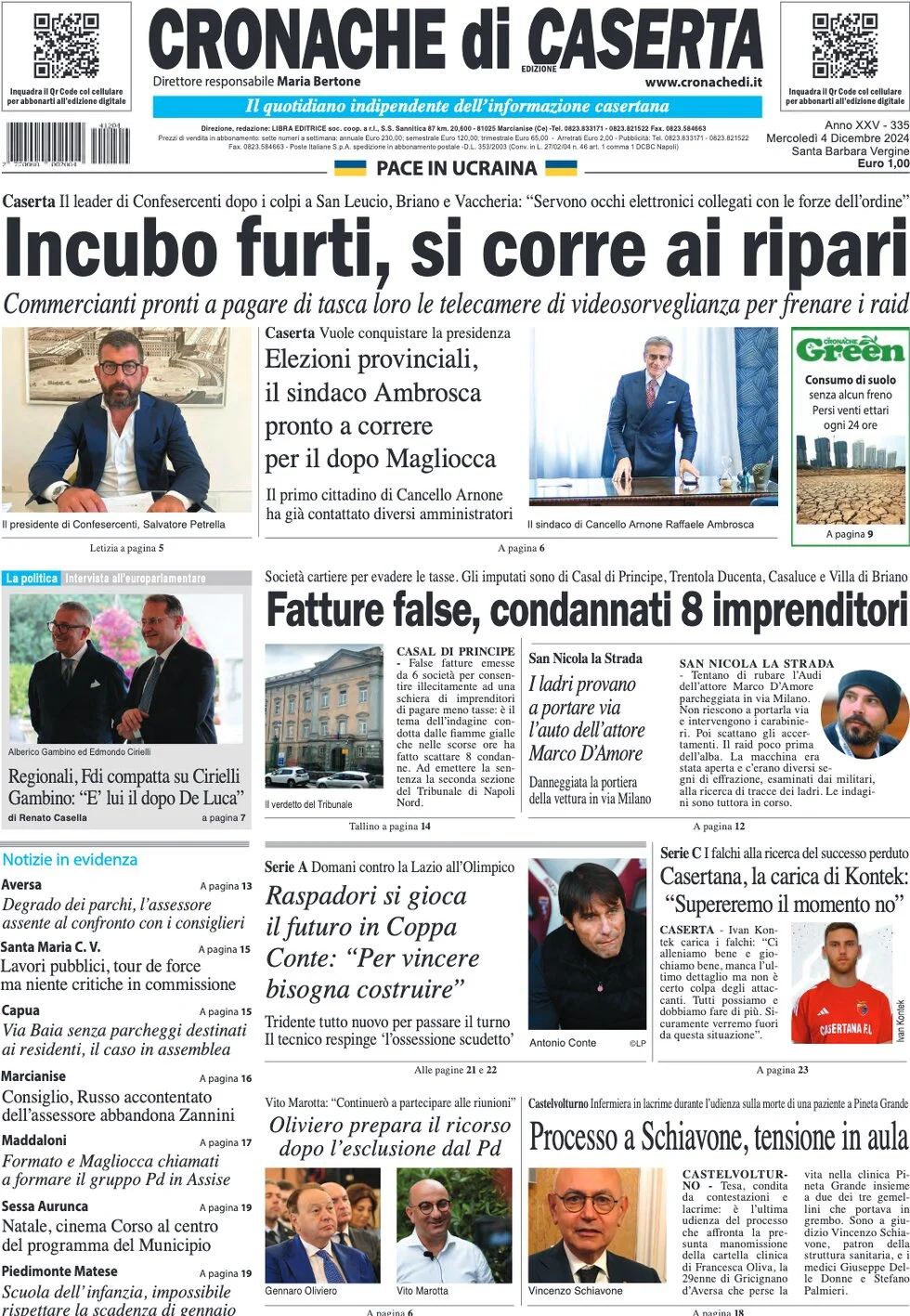 anteprima della prima pagina di cronache-di-caserta del 04/12/2024