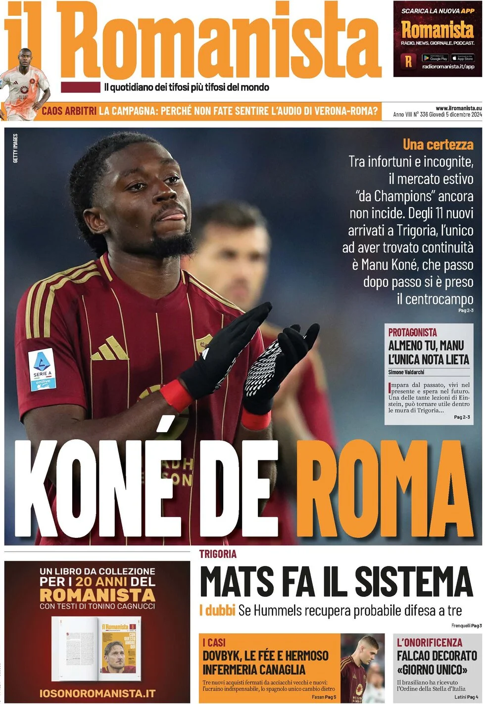 anteprima della prima pagina di il-romanista del 05/12/2024