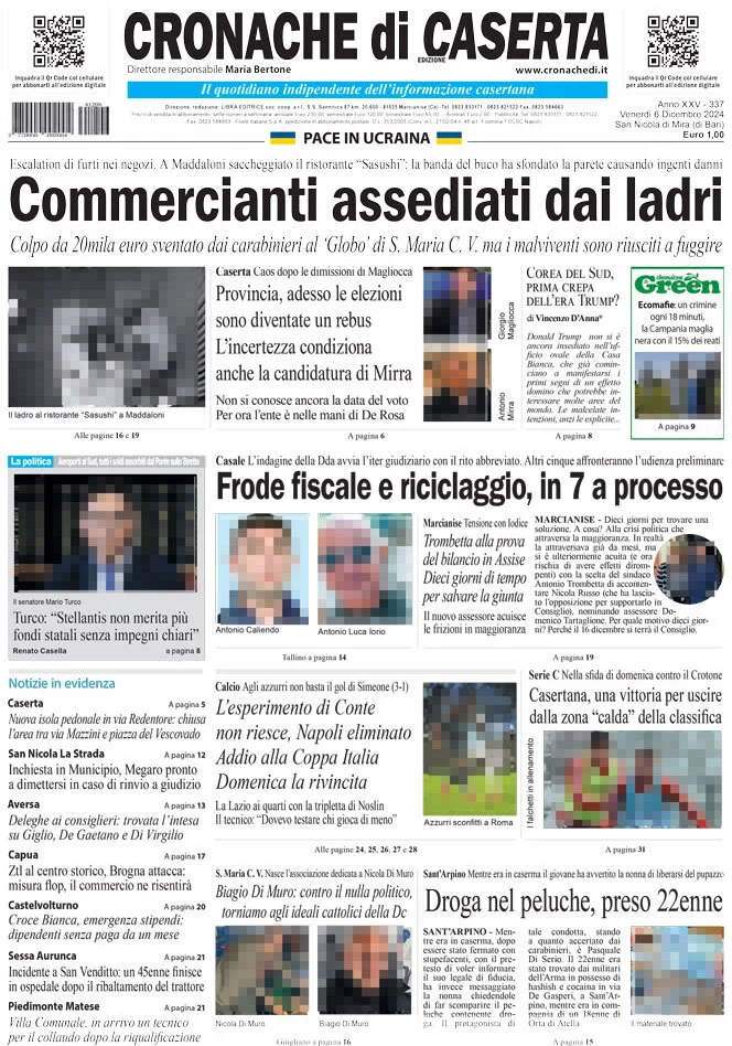 anteprima della prima pagina di cronache-di-caserta del 06/12/2024
