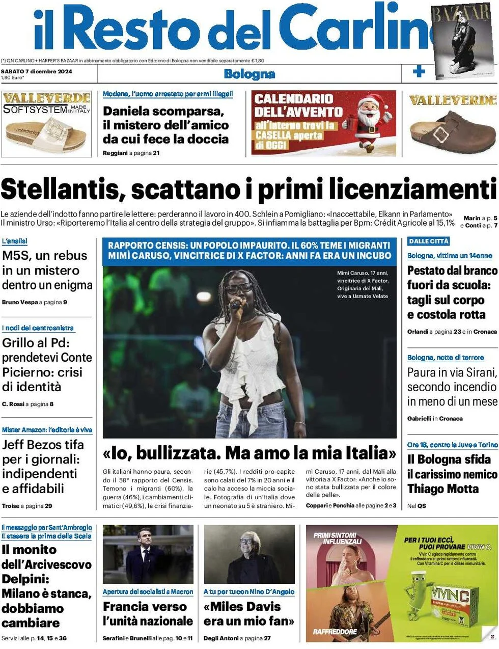 anteprima della prima pagina di il-resto-del-carlino del 07/12/2024