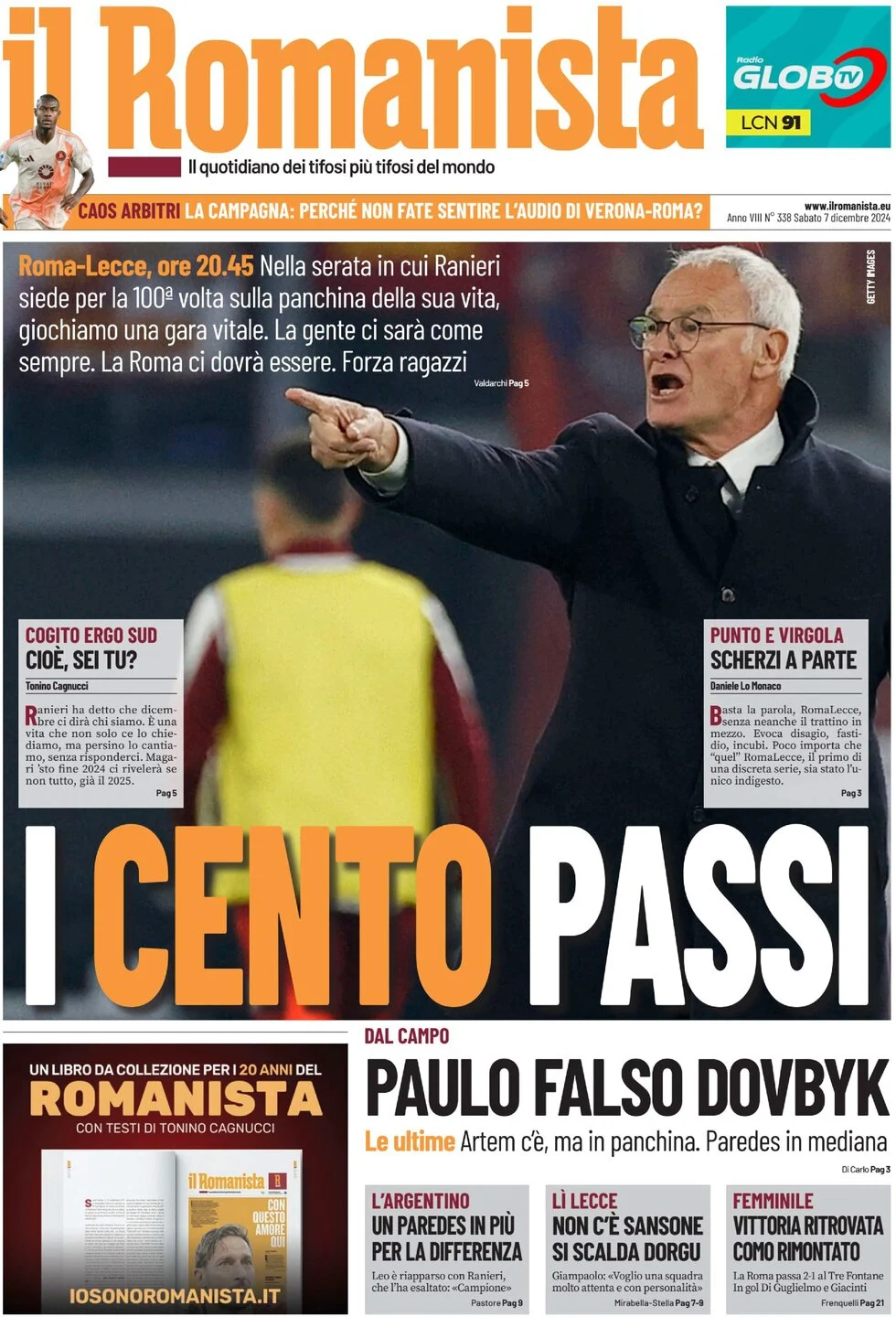 anteprima della prima pagina di il-romanista del 07/12/2024