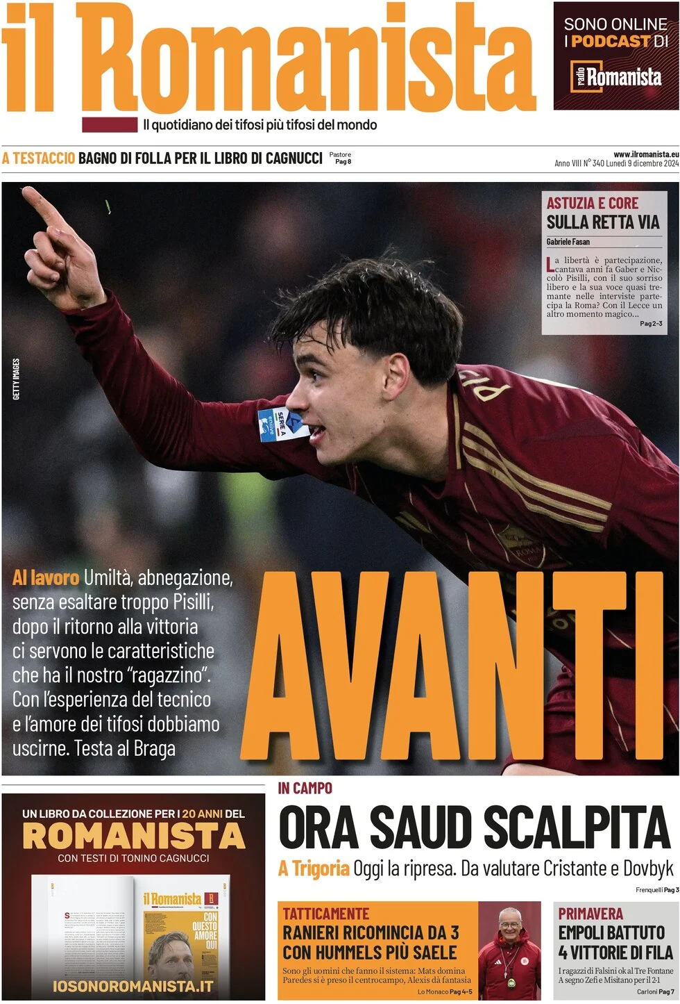 anteprima della prima pagina di il-romanista del 09/12/2024