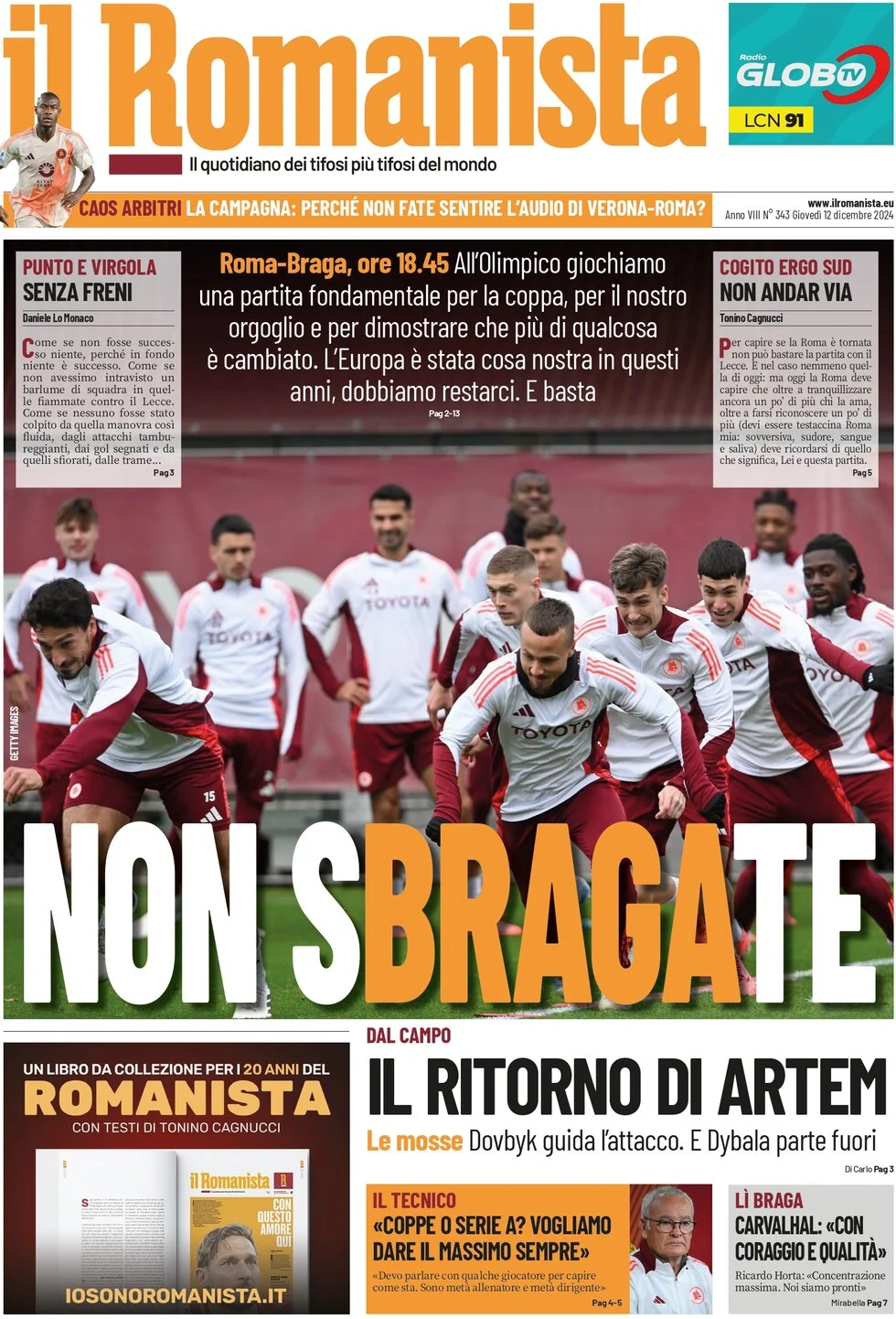 anteprima della prima pagina di il-romanista del 12/12/2024