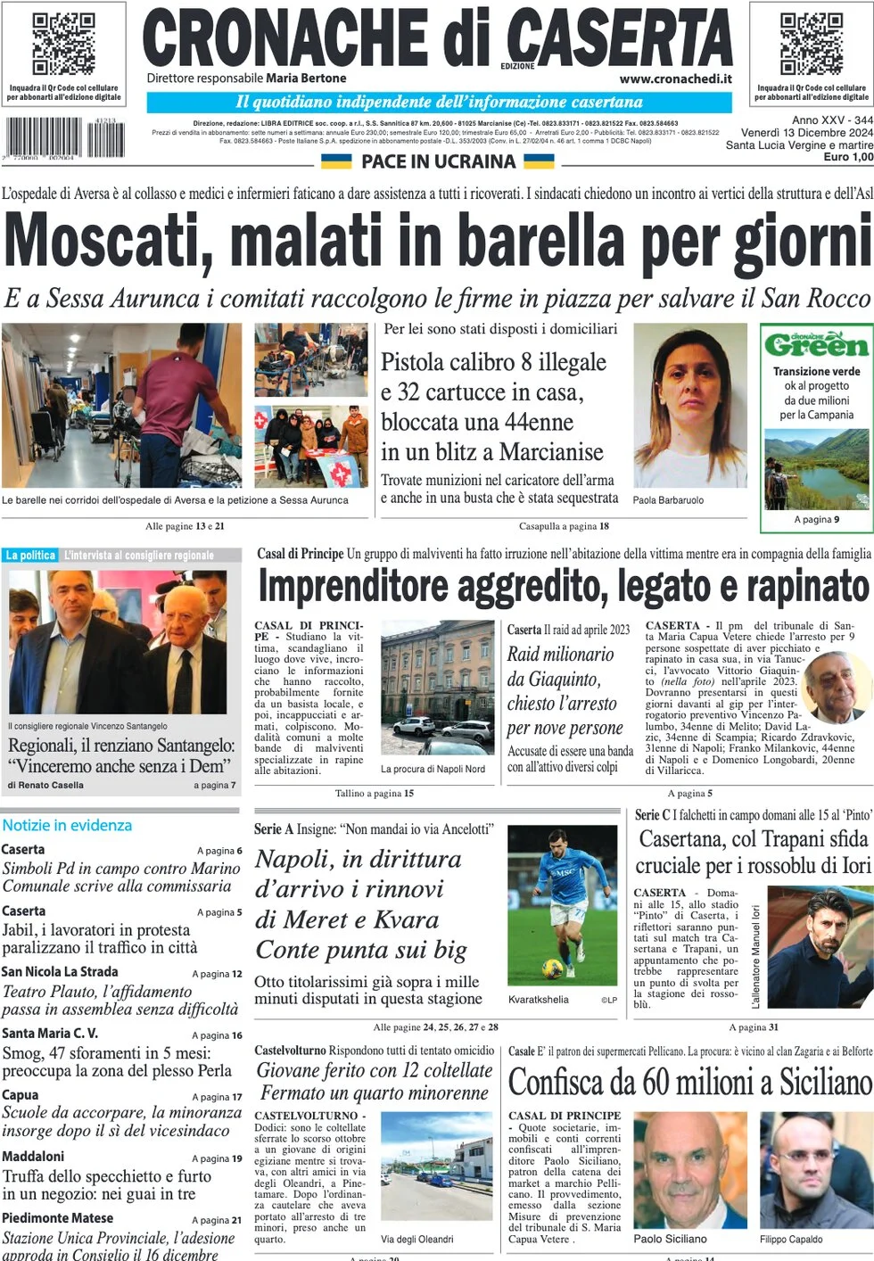 anteprima della prima pagina di cronache-di-caserta del 13/12/2024