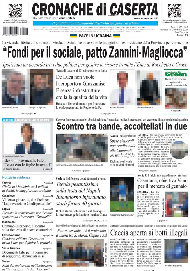 anteprima della prima pagina di cronache-di-caserta del 17/12/2024