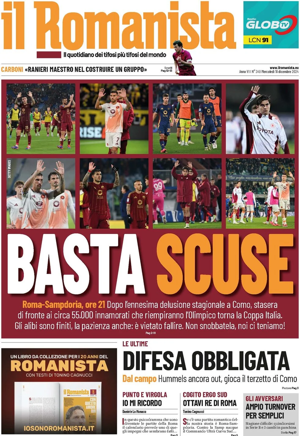 anteprima della prima pagina di il-romanista del 18/12/2024