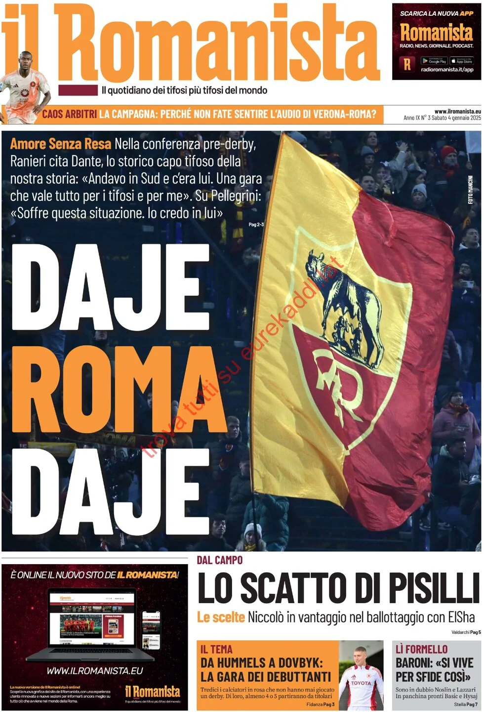 anteprima della prima pagina di il-romanista del 04/01/2025