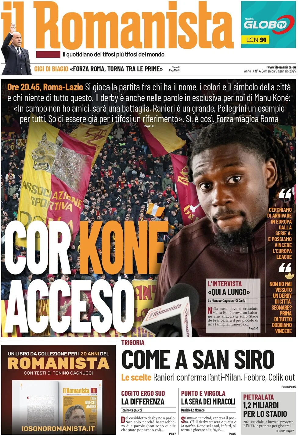 anteprima della prima pagina di il-romanista del 05/01/2025