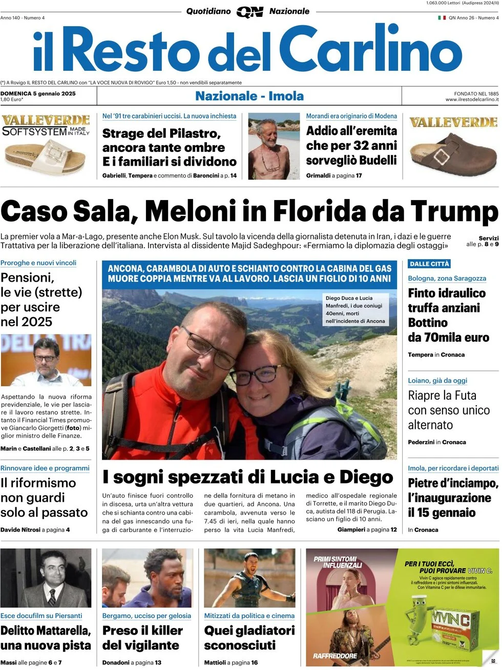 anteprima della prima pagina di il-resto-del-carlino del 05/01/2025