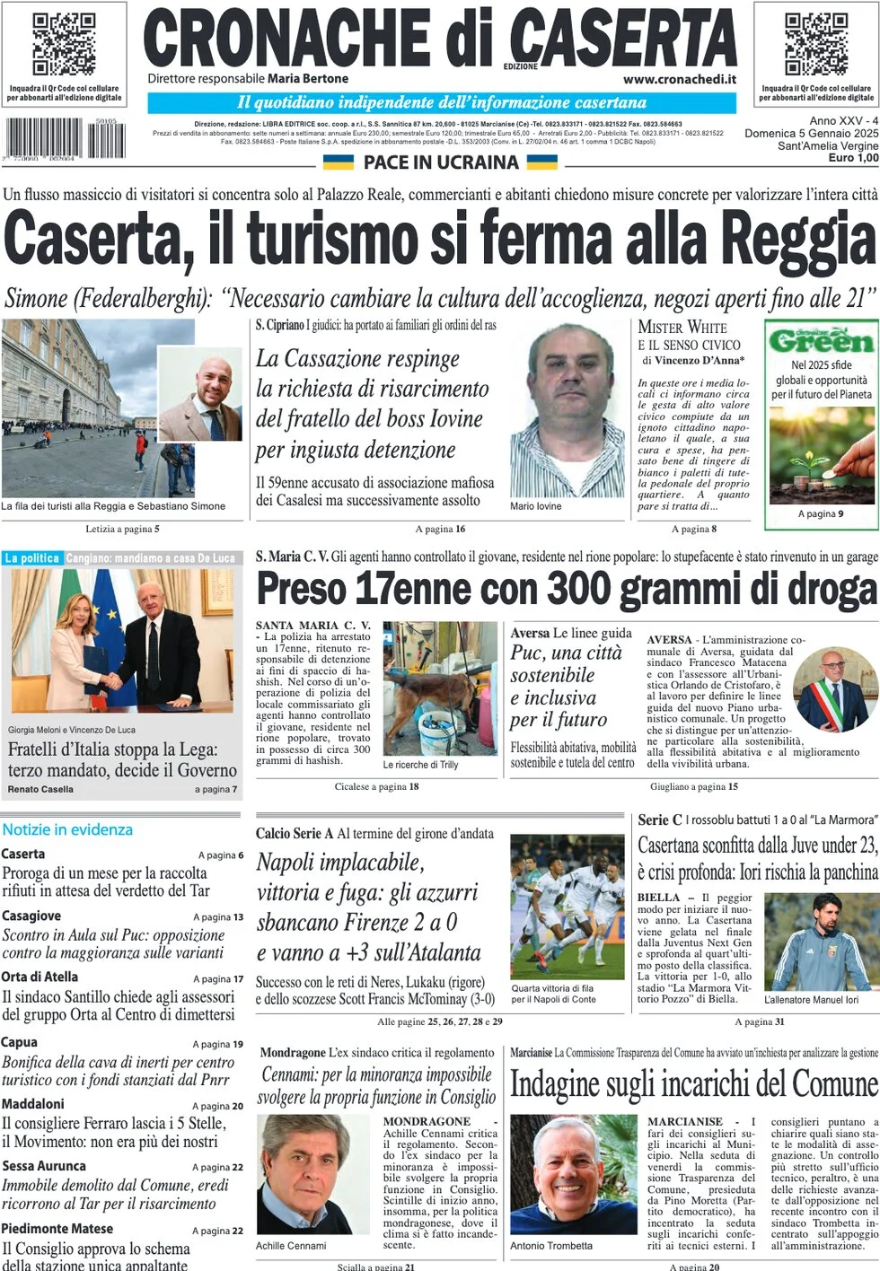 anteprima della prima pagina di cronache-di-caserta del 05/01/2025