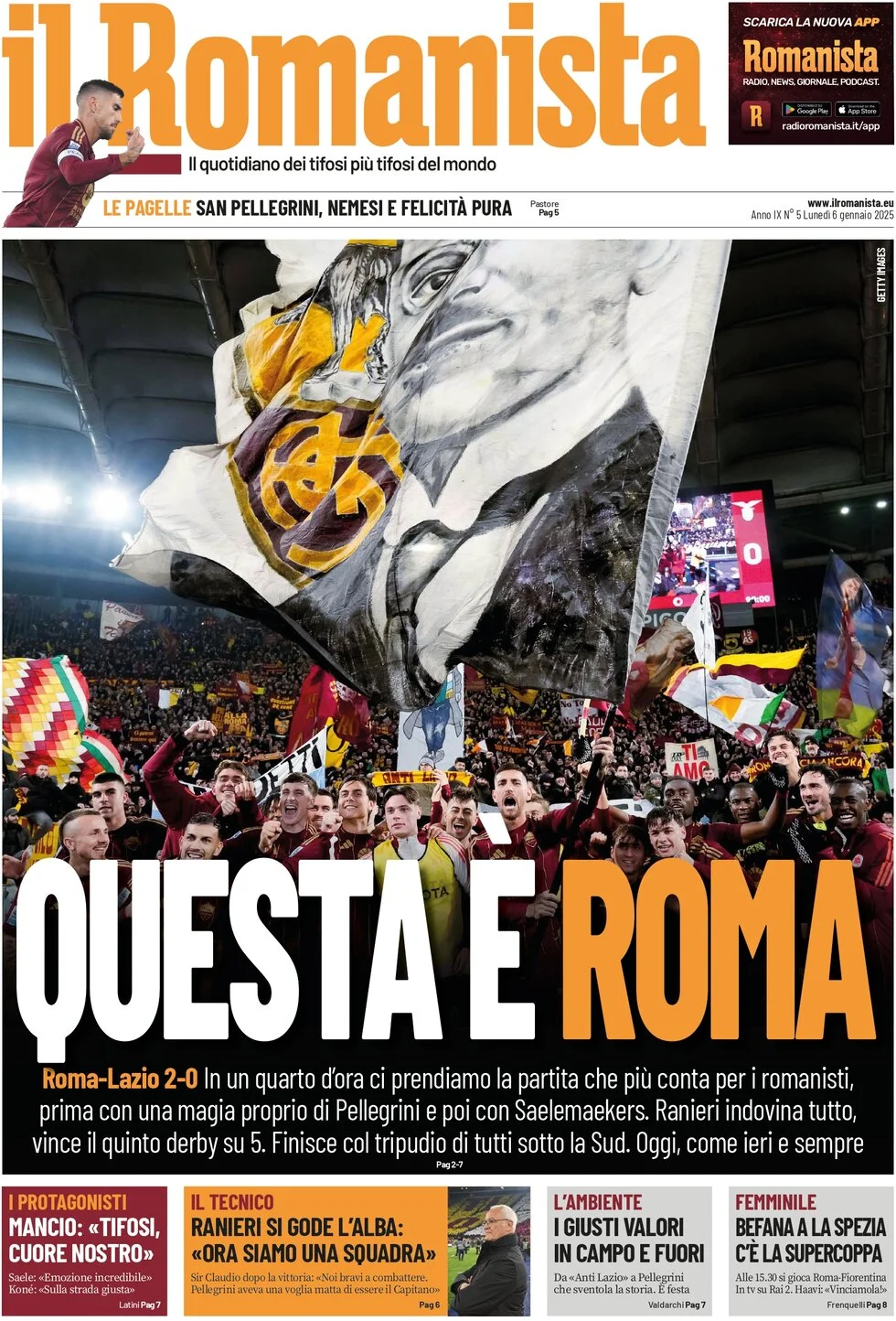 anteprima della prima pagina di il-romanista del 06/01/2025