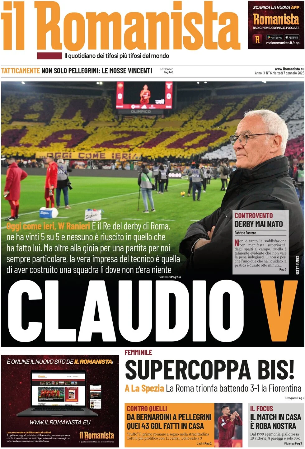 anteprima della prima pagina di il-romanista del 07/01/2025