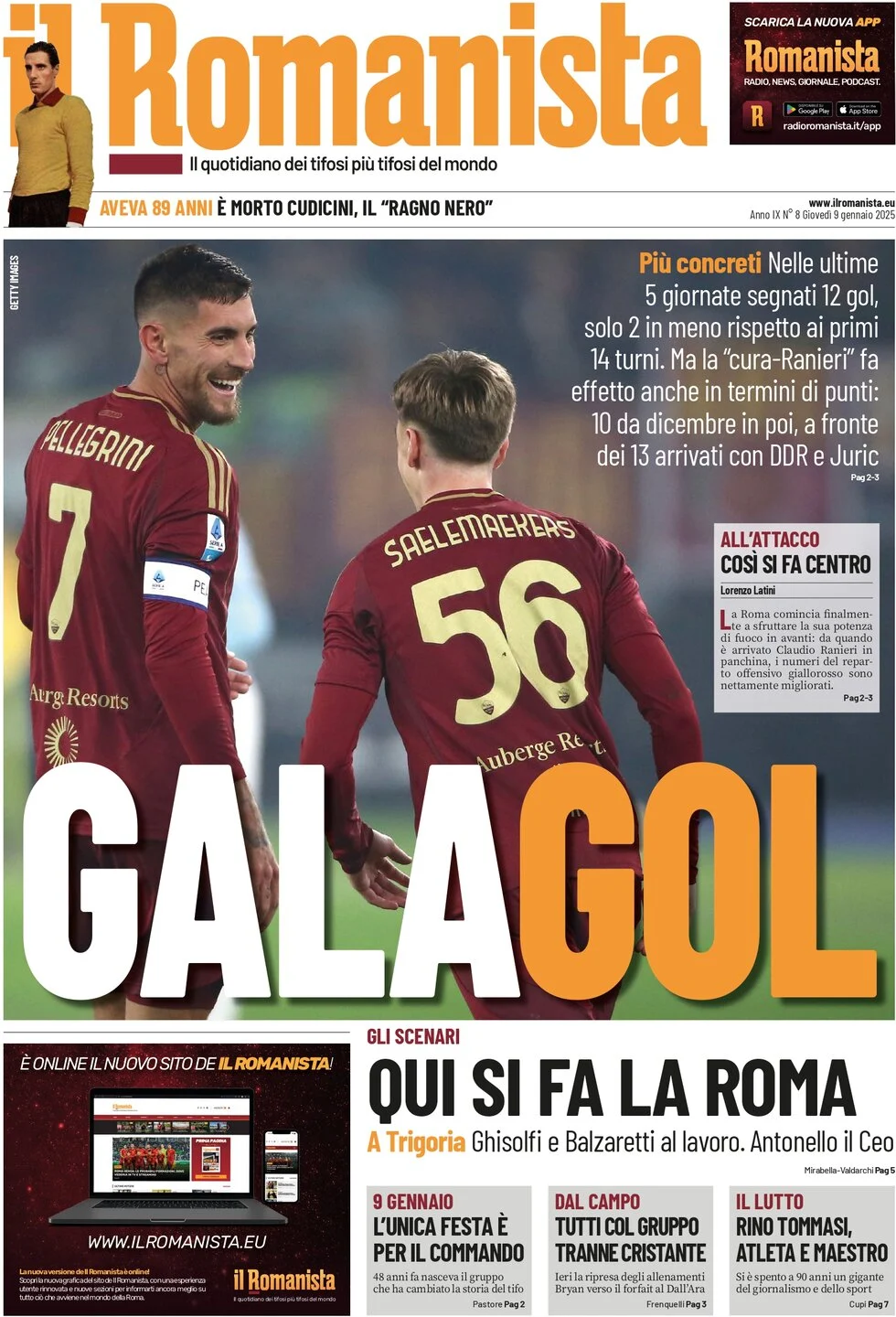 anteprima della prima pagina di il-romanista del 09/01/2025