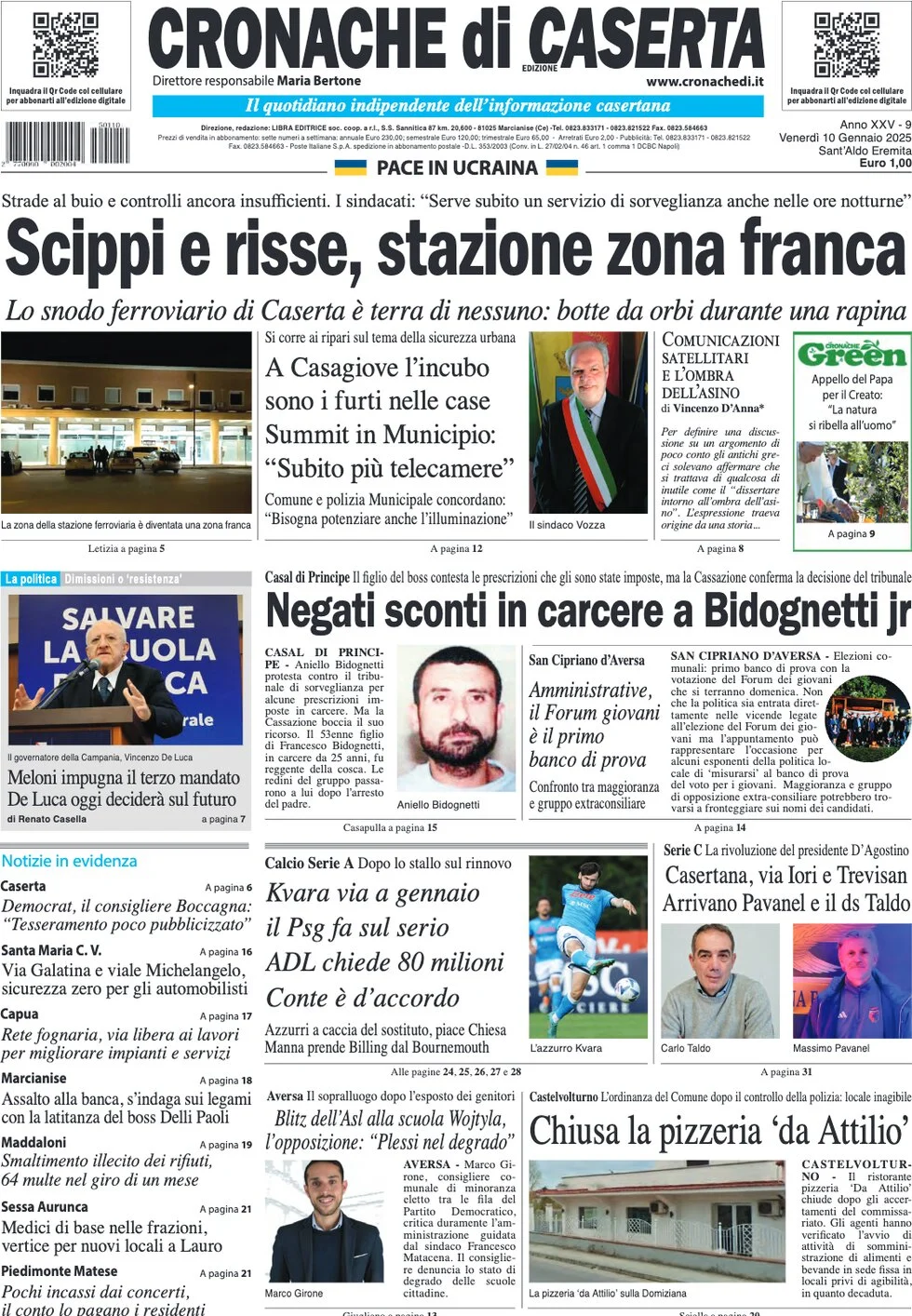 anteprima della prima pagina di cronache-di-caserta del 10/01/2025