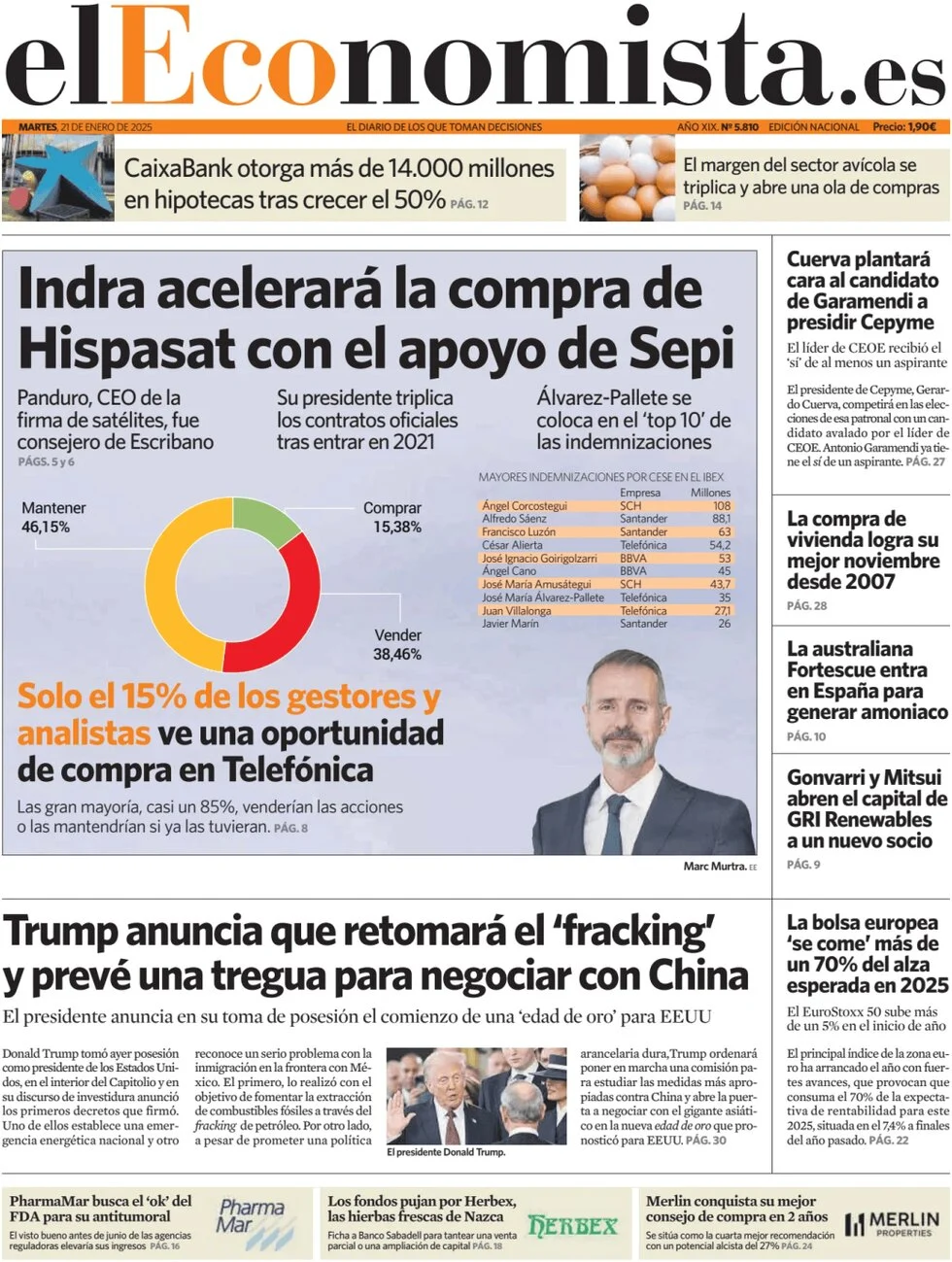 anteprima della prima pagina di el-economista del 21/01/2025