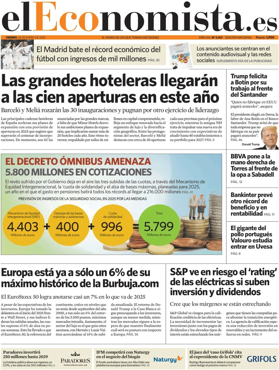 anteprima della prima pagina di el-economista del 24/01/2025