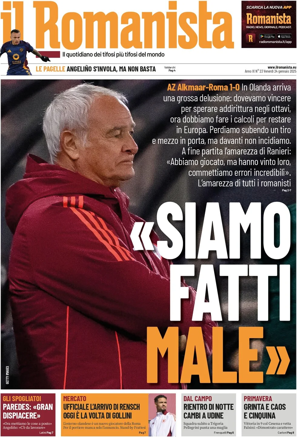 anteprima della prima pagina di il-romanista del 24/01/2025