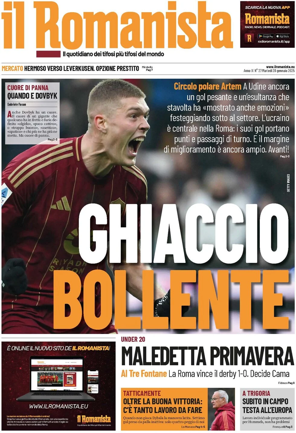 anteprima della prima pagina di il-romanista del 28/01/2025