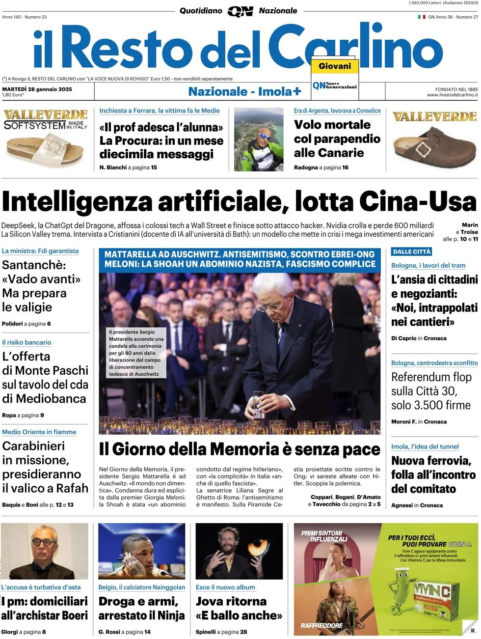 anteprima della prima pagina di il-resto-del-carlino del 28/01/2025