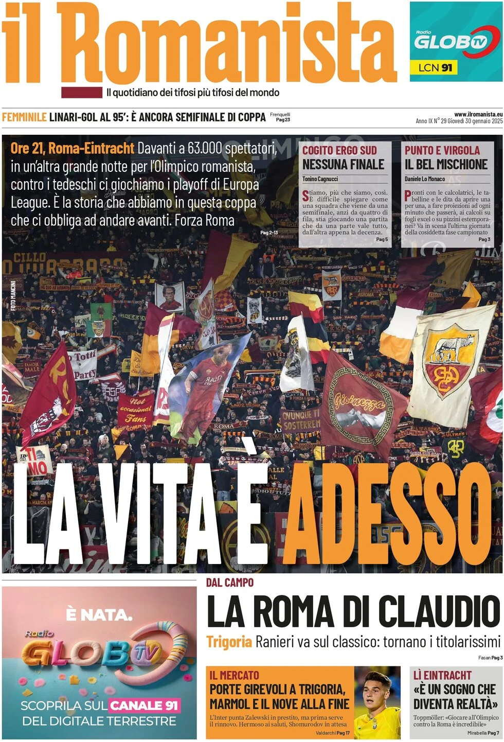 anteprima della prima pagina di il-romanista del 30/01/2025