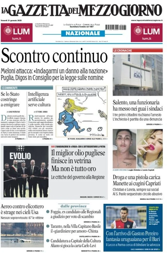 anteprima della prima pagina di la-gazzetta-del-mezzogiorno-basilicata del 31/01/2025