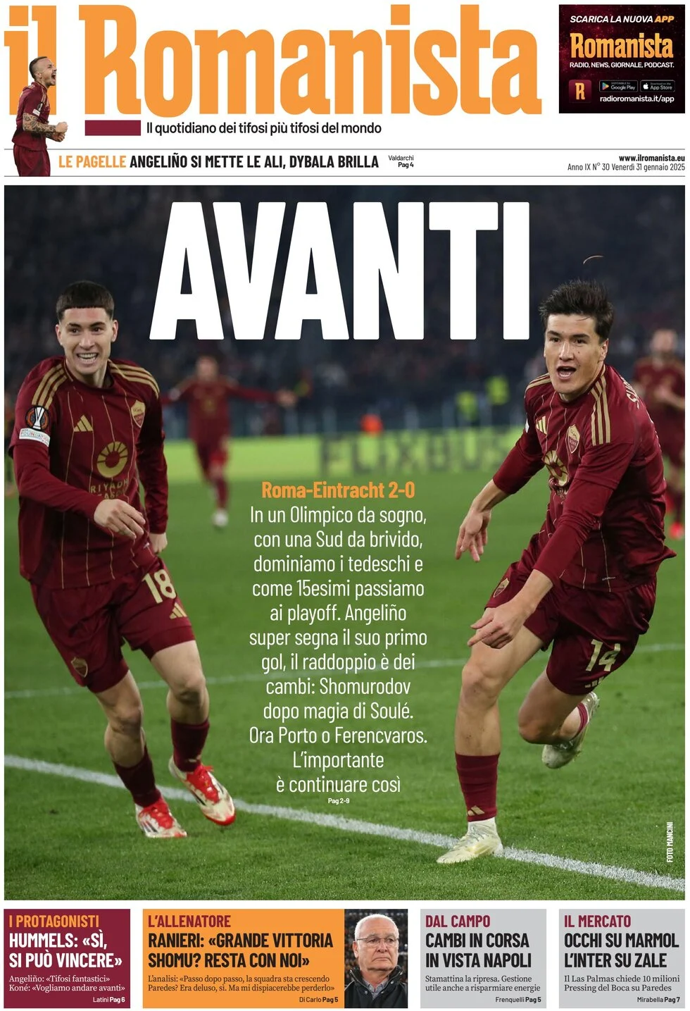 anteprima della prima pagina di il-romanista del 31/01/2025