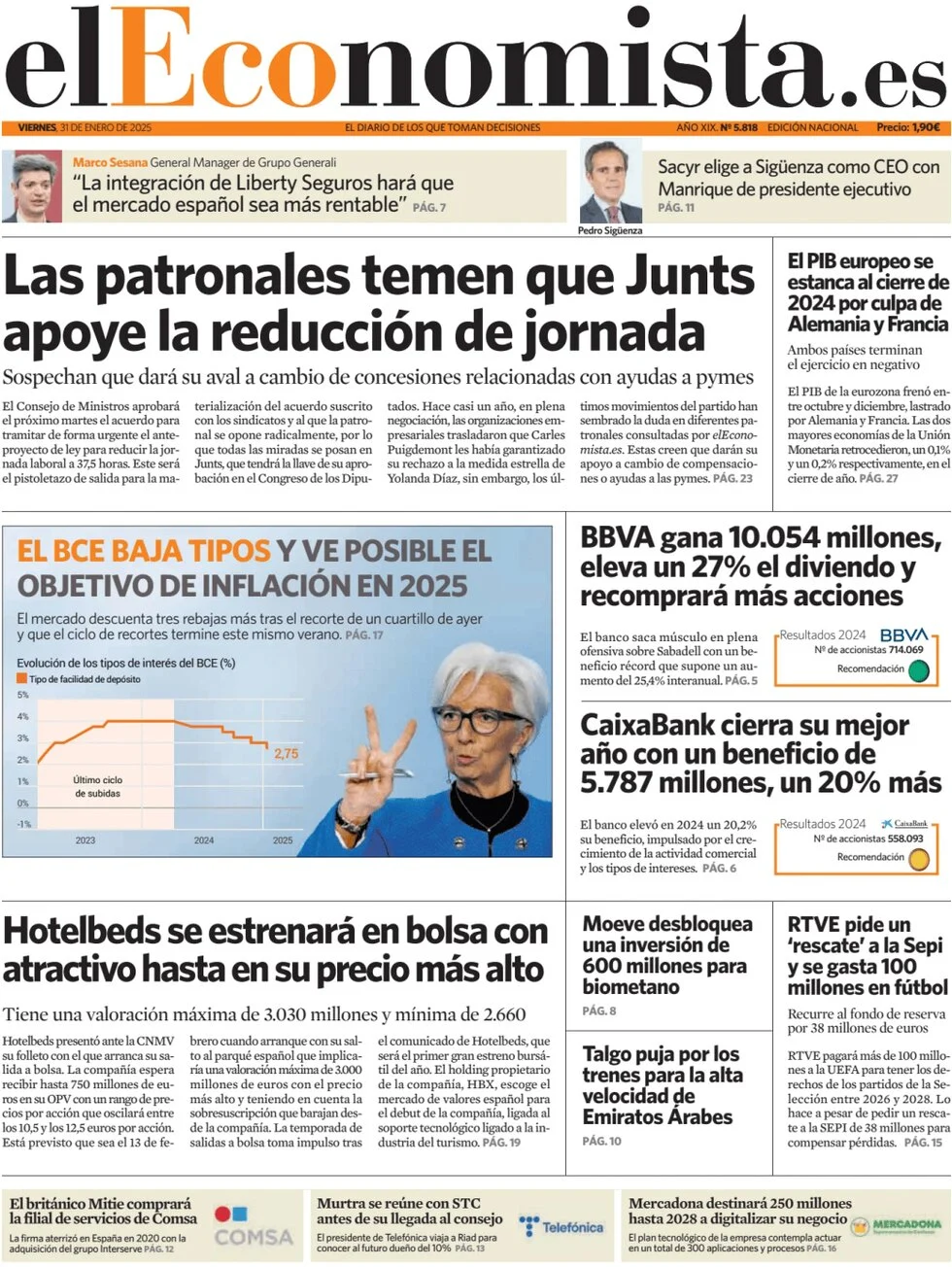 anteprima della prima pagina di el-economista del 31/01/2025