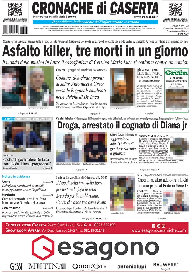anteprima della prima pagina di cronache-di-caserta del 02/02/2025