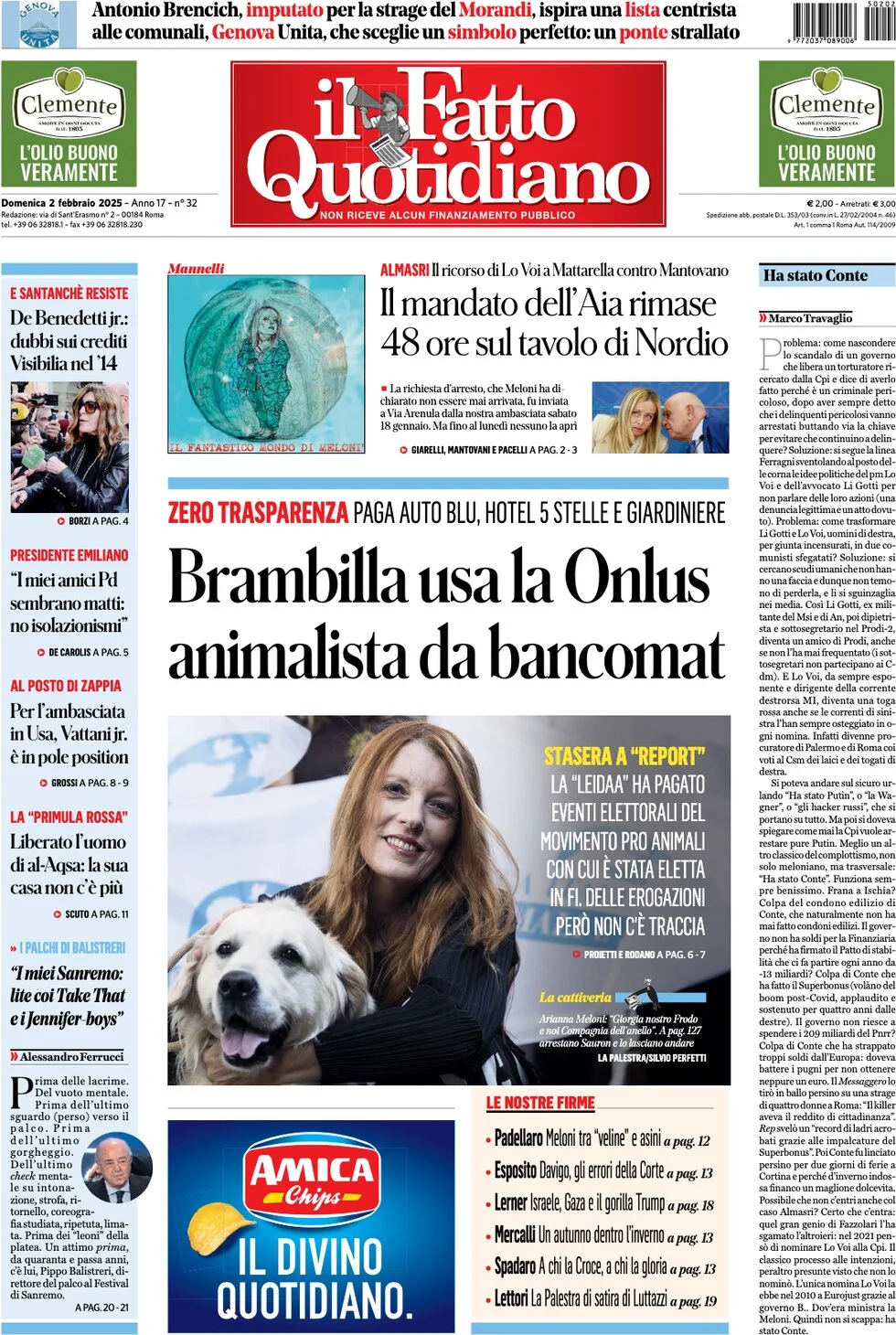 anteprima della prima pagina di il-fatto-quotidiano del 02/02/2025