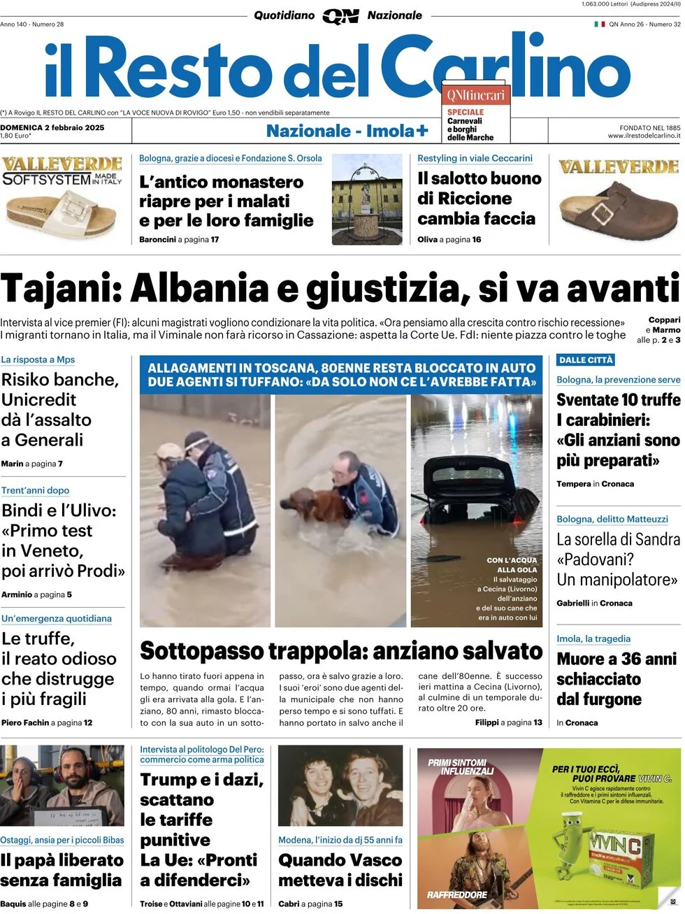 anteprima della prima pagina di il-resto-del-carlino del 02/02/2025