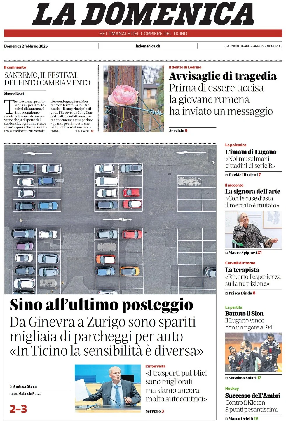 anteprima della prima pagina di corriere-del-ticino del 02/02/2025