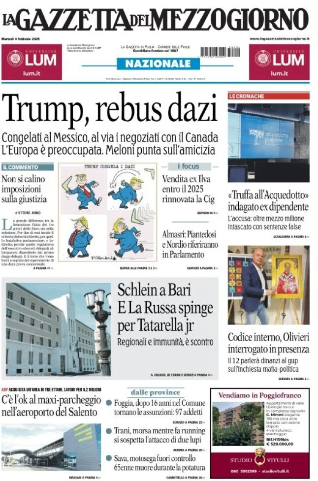anteprima della prima pagina di la-gazzetta-del-mezzogiorno-basilicata del 04/02/2025