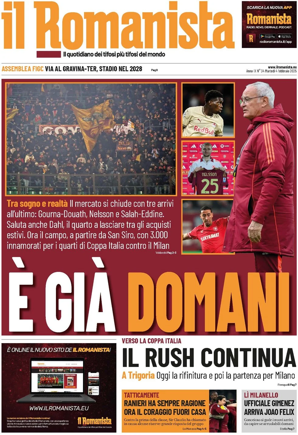 anteprima della prima pagina di il-romanista del 04/02/2025