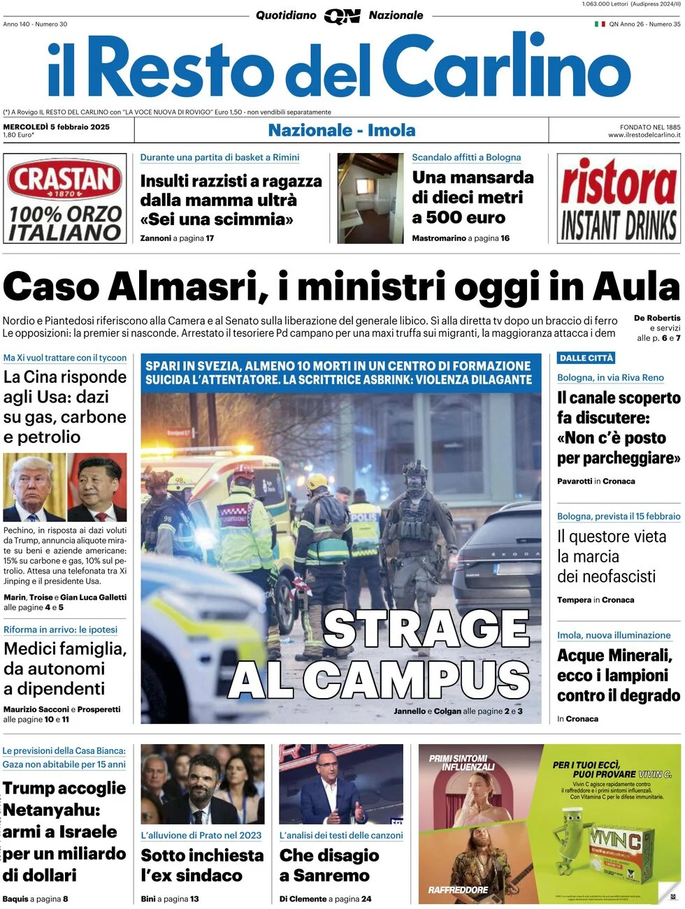 anteprima della prima pagina di il-resto-del-carlino del 05/02/2025