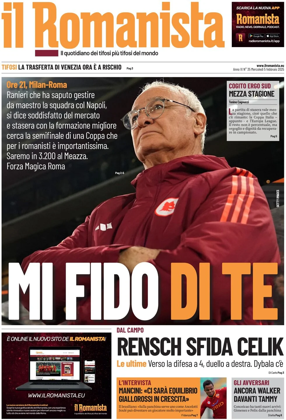 anteprima della prima pagina di il-romanista del 05/02/2025